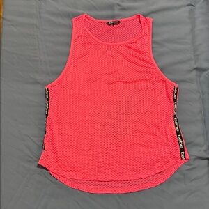 Bebe Neon Pink Mesh Tank with Logo Trim